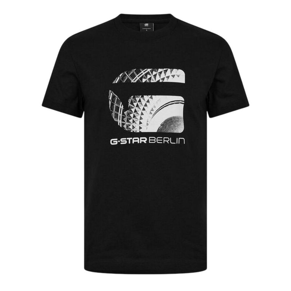 G-Star Mens Berlin Graphic Print Natural Cotton T-Shirt / Dark Black